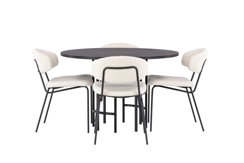 Ruokaryhmä Copenhagen 115 cm Pyöreä 4 Chico tuolilla, Musta