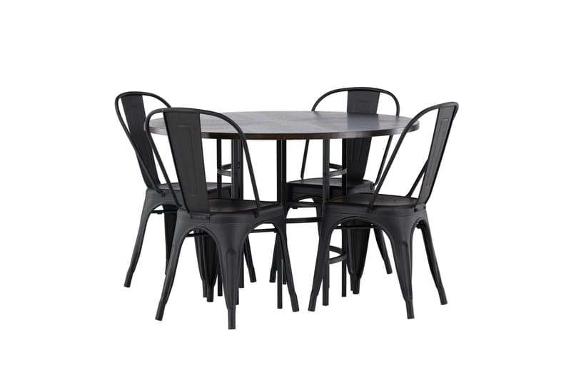 Ruokaryhmä Copenhagen 115 cm Pyöreä 4 Tempe-tuolilla - Musta - Huonekalut - Pöytä & ruokailuryhmä - Ruokailuryhmä