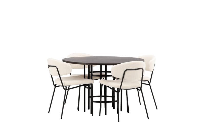 Ruokaryhmä Copenhagen 115 cm Pyöreä 4 Chico tuolilla - Musta - Huonekalut - Pöytä & ruokailuryhmä - Ruokailuryhmä