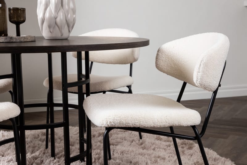 Ruokaryhmä Copenhagen 115 cm Pyöreä 4 Chico tuolilla - Musta - Huonekalut - Pöytä & ruokailuryhmä - Ruokailuryhmä