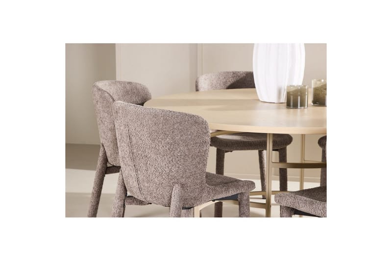 Ruokaryhmä Copenhagen Pyöreä 140 cm 6 Astoria Tuolia Valkoinen / Beige, Ruskea - Valkoinen / Beige, Ruskea - Huonekalut - Pöytä & ruokailuryhmä - Ruokailuryhmä