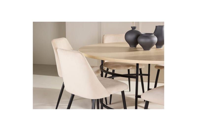Ruokaryhmä Copenhagen Pyöreä 140 cm 6 Night Tuolia Valkoinen / Musta - Valkoinen / Musta - Huonekalut - Pöytä & ruokailuryhmä - Ruokailuryhmä