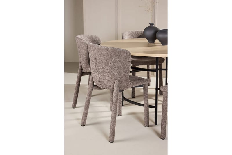 Ruokaryhmä Copenhagen Pyöreä 140 cm 6 Astoria Tuolia Valkoinen / Musta, Ruskea - Valkoinen / Musta, Ruskea - Huonekalut - Pöytä & ruokailuryhmä - Ruokailuryhmä