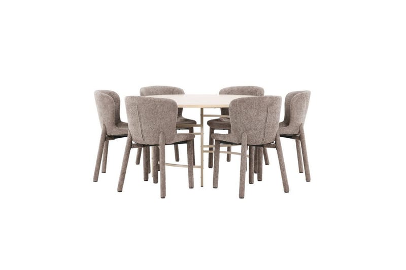 Ruokaryhmä Copenhagen Pyöreä 140 cm 6 Astoria Tuolia Valkoinen / Beige, Ruskea, Valkoinen / Beige, Ruskea