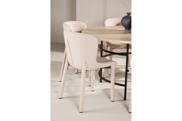 Ruokaryhmä Copenhagen Pyöreä 140 cm 6 Astoria Tuolia Valkoinen / Musta, Beige - Valkoinen / Musta, Beige - Huonekalut - Pöytä & ruokailuryhmä - Ruokailuryhmä