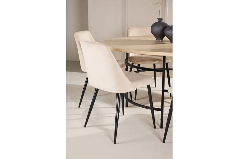 Ruokaryhmä Copenhagen Pyöreä 140 cm 6 Night Tuolia Valkoinen / Musta - Valkoinen / Musta - Huonekalut - Pöytä & ruokailuryhmä - Ruokailuryhmä