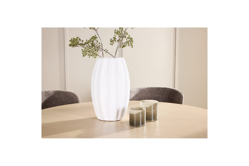 Ruokaryhmä Copenhagen Pyöreä 140 cm 6 Astoria Tuolia Valkoinen / Beige, Ruskea - Valkoinen / Beige, Ruskea - Huonekalut - Pöytä & ruokailuryhmä - Ruokailuryhmä