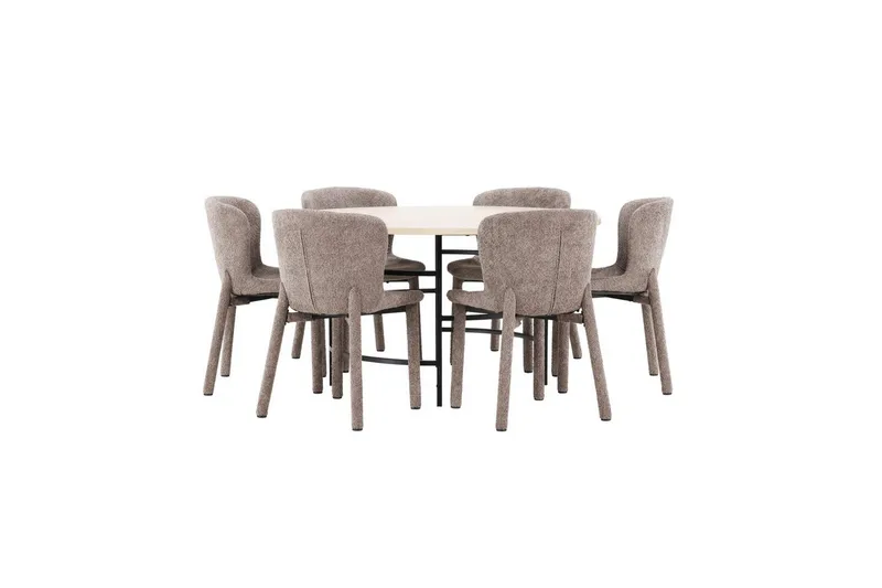 Ruokaryhmä Copenhagen Pyöreä 140 cm 6 Astoria Tuolia Valkoinen / Musta, Ruskea, Valkoinen / Musta, Ruskea