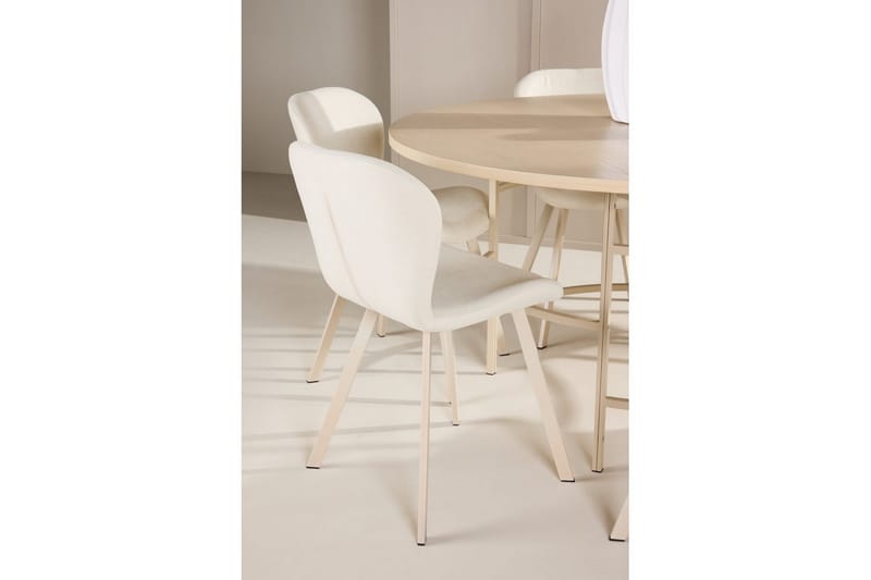 Ruokaryhmä Copenhagen Pyöreä 140 cm Valkoinen/Beige 6 Lilja Tuolia - Huonekalut - Pöytä & ruokailuryhmä - Ruokailuryhmä