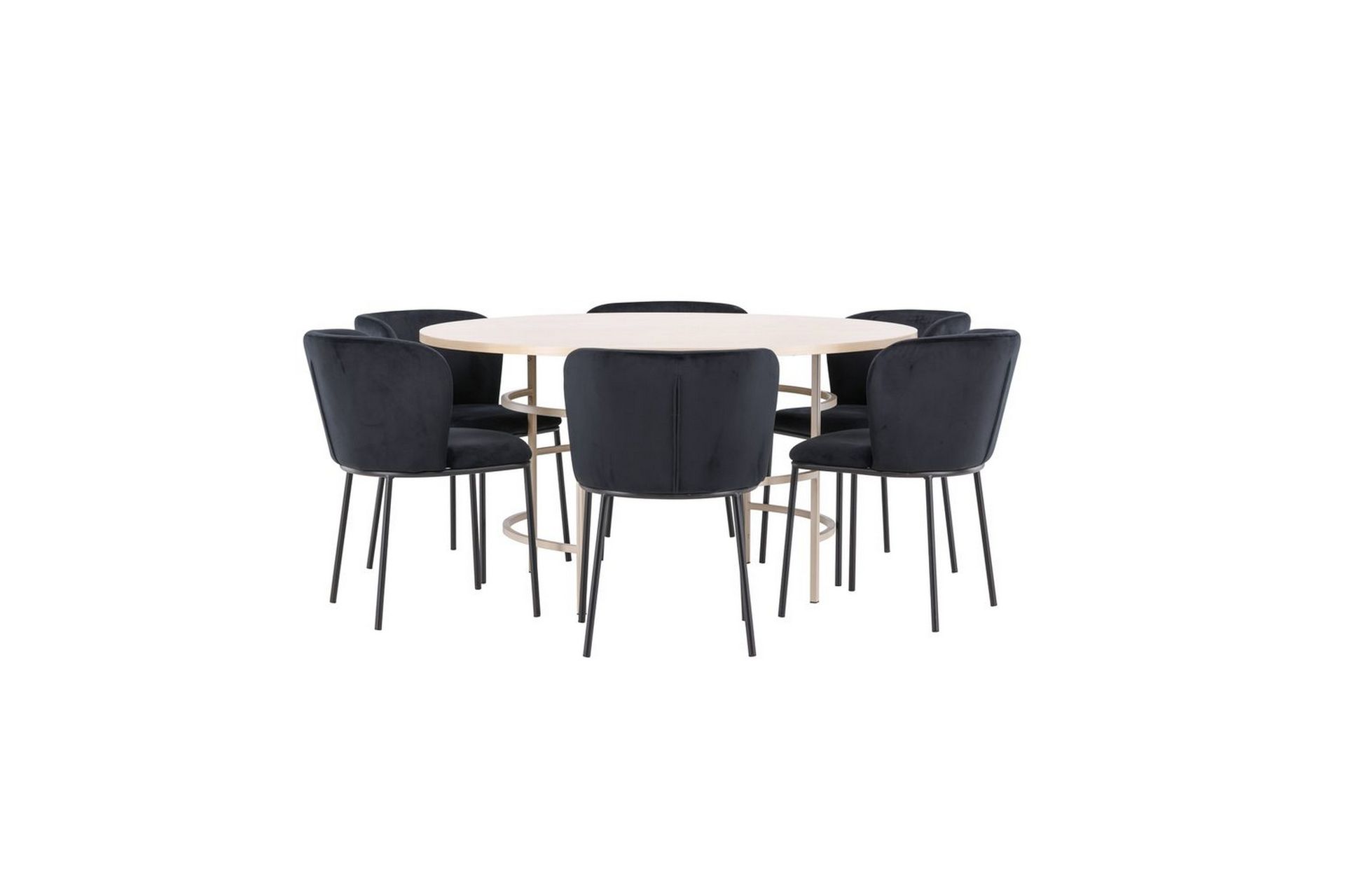 Ruokaryhmä Copenhagen Pyöreä 140 cm Valkoinen/Beige 6 Edina Tuolia - Huonekalut - Pöytä & ruokailuryhmä - Ruokailuryhmä