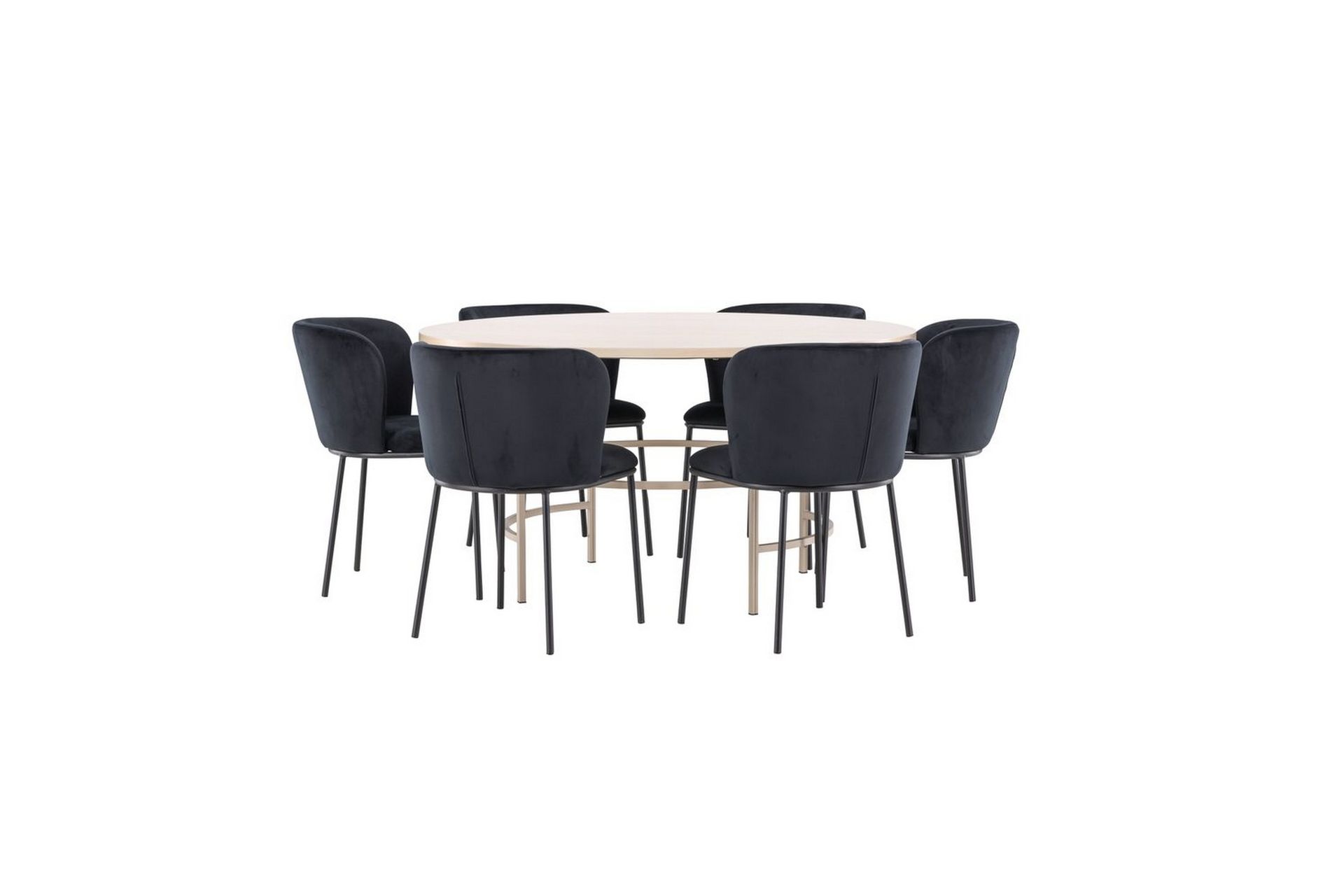Ruokaryhmä Copenhagen Pyöreä 140 cm Valkoinen/Beige 6 Edina Tuolia - Huonekalut - Pöytä & ruokailuryhmä - Ruokailuryhmä