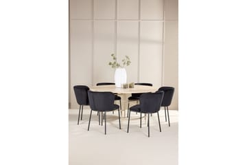 Ruokaryhmä Copenhagen Pyöreä 140 cm Valkoinen/Beige 6 Edina Tuolia - Huonekalut - Pöytä & ruokailuryhmä - Ruokailuryhmä