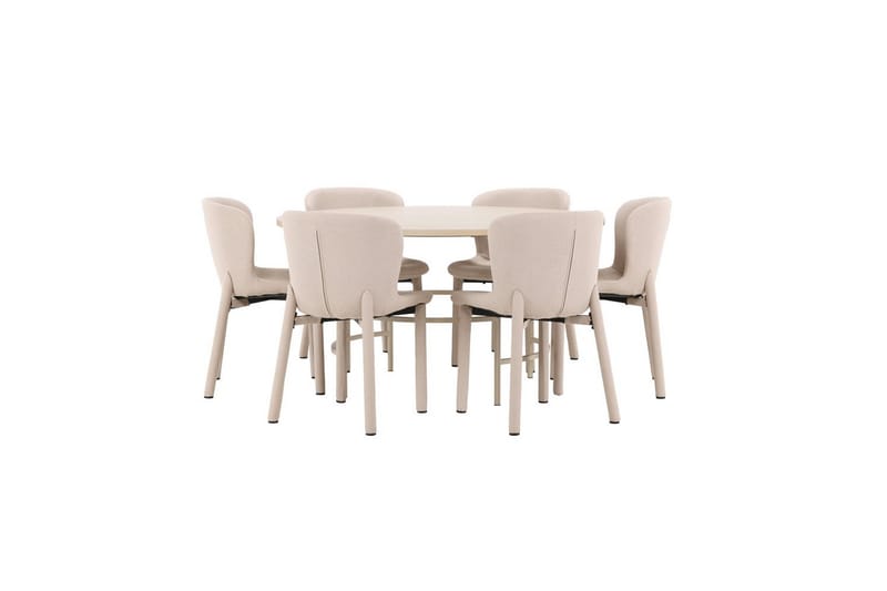 Ruokaryhmä Copenhagen Pyöreä 140 cm 6 Astoria Tuolia Valkoinen / Beige, Beige - Valkoinen / Beige, Beige - Huonekalut - Pöytä & ruokailuryhmä - Ruokailuryhmä