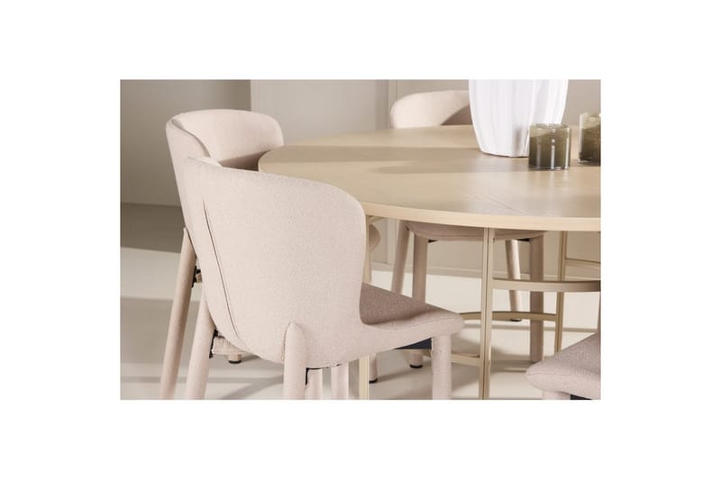 Ruokaryhmä Copenhagen Pyöreä 140 cm 6 Astoria Tuolia Valkoinen / Beige, Beige - Valkoinen / Beige, Beige - Huonekalut - Pöytä & ruokailuryhmä - Ruokailuryhmä