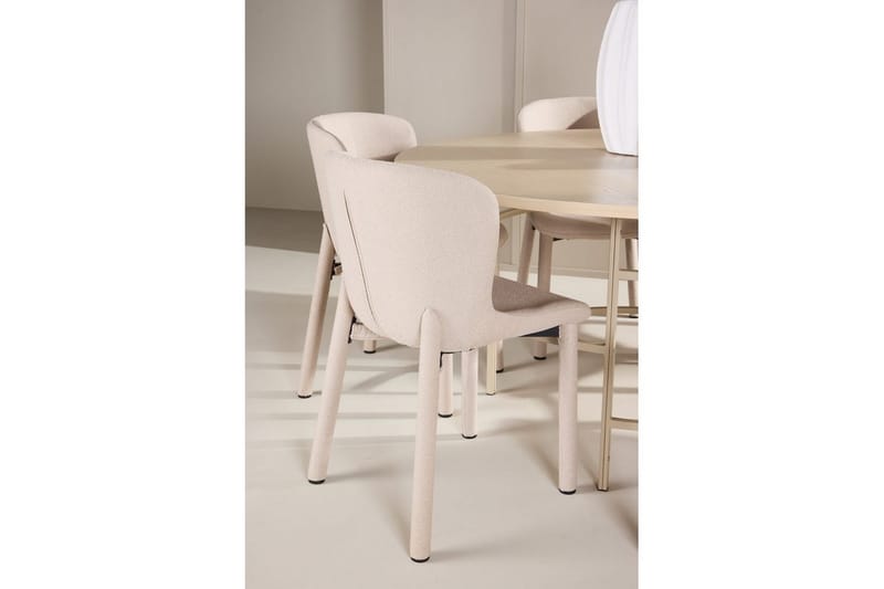 Ruokaryhmä Copenhagen Pyöreä 140 cm 6 Astoria Tuolia Valkoinen / Beige, Beige - Valkoinen / Beige, Beige - Huonekalut - Pöytä & ruokailuryhmä - Ruokailuryhmä
