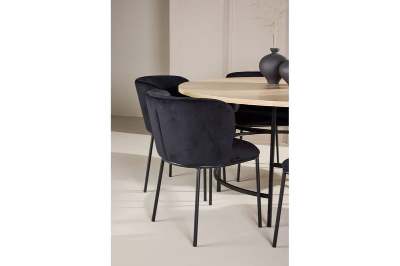 Ruokaryhmä Copenhagen Pyöreä 140 cm Valkoinen/Musta 6 Edina Tuolia Musta - Musta - Huonekalut - Pöytä & ruokailuryhmä - Ruokailuryhmä