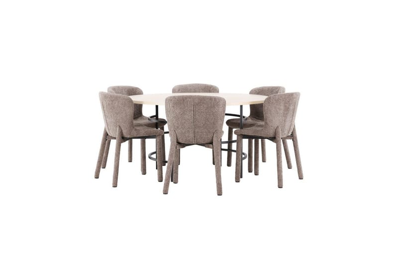 Ruokaryhmä Copenhagen Pyöreä 140 cm 6 Astoria Tuolia Valkoinen / Musta, Ruskea - Valkoinen / Musta, Ruskea - Huonekalut - Pöytä & ruokailuryhmä - Ruokailuryhmä