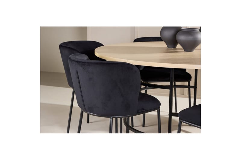 Ruokaryhmä Copenhagen Pyöreä 140 cm Valkoinen/Musta 6 Edina Tuolia Musta - Musta - Huonekalut - Pöytä & ruokailuryhmä - Ruokailuryhmä