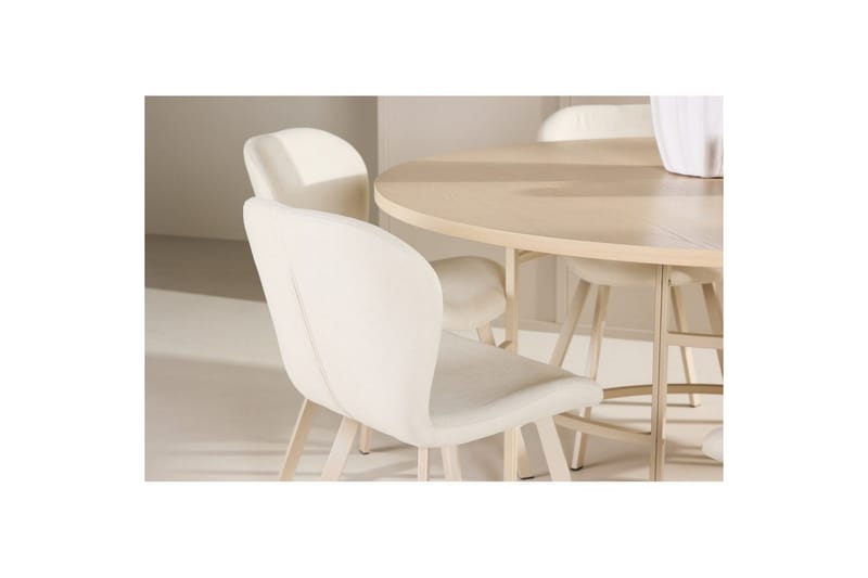 Ruokaryhmä Copenhagen Pyöreä 140 cm Valkoinen/Beige 6 Lilja Tuolia - Huonekalut - Pöytä & ruokailuryhmä - Ruokailuryhmä