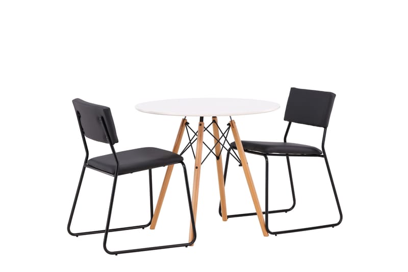 Ruokaryhmä Danburi 60 cm Pyöreä 2 Kenth-tuolilla - Musta - Huonekalut - Pöytä & ruokailuryhmä - Ruokailuryhmä