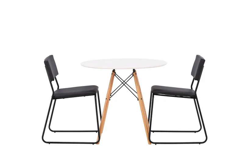 Ruokaryhmä Danburi 60 cm Pyöreä 2 Kenth-tuolilla - Musta - Huonekalut - Pöytä & ruokailuryhmä - Ruokailuryhmä