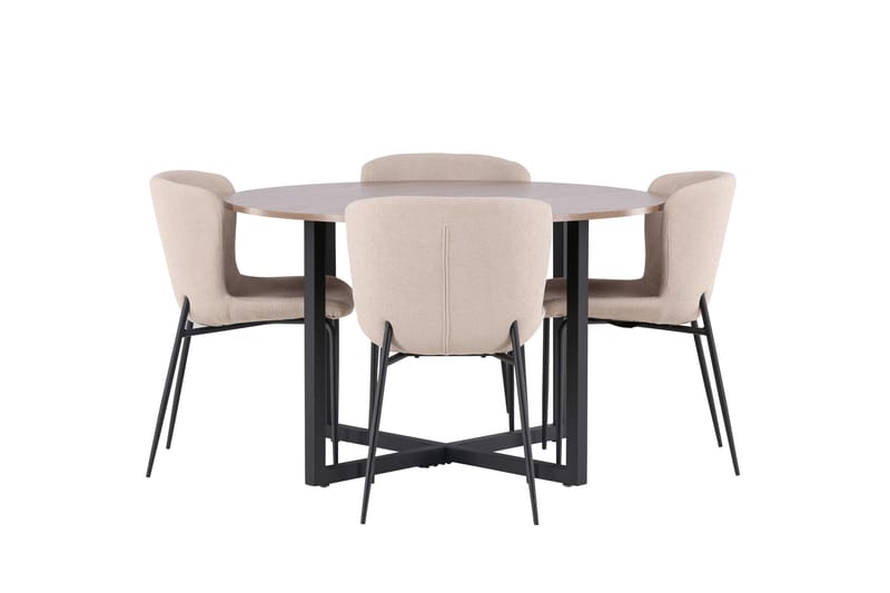 Ruokaryhmä Durango 120 cm Pyöreä 4 Modesto tuolilla, Pähkinä
