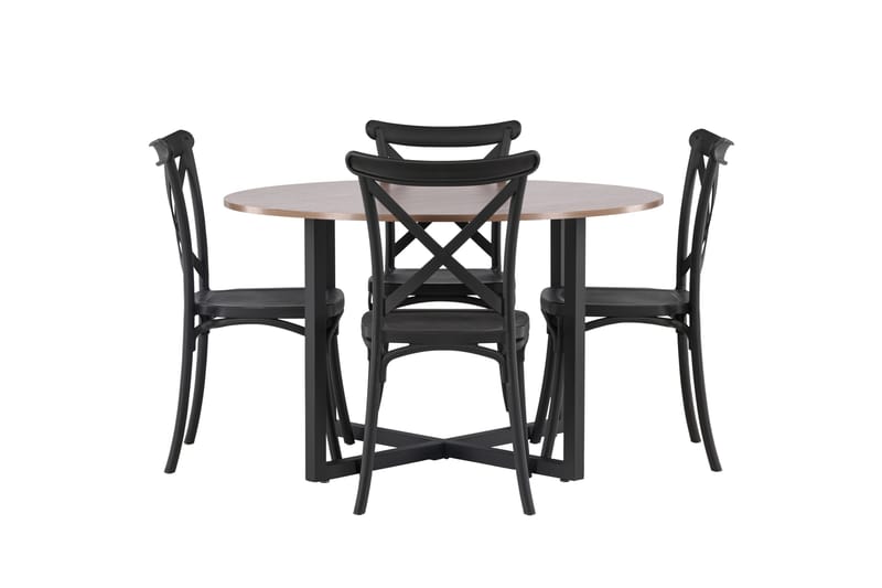 Ruokaryhmä Durango 120 cm Pyöreä 4 Crosett tuolilla - Pähkinä - Huonekalut - Pöytä & ruokailuryhmä - Ruokailuryhmä