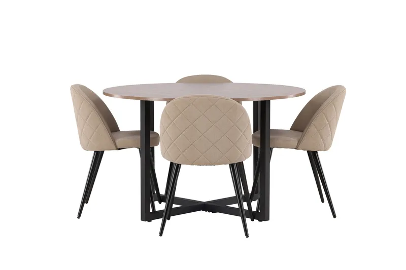 Ruokaryhmä Durango 120 cm Pyöreä 4 Velvet tuolilla - Pähkinä - Huonekalut - Pöytä & ruokailuryhmä - Ruokailuryhmä