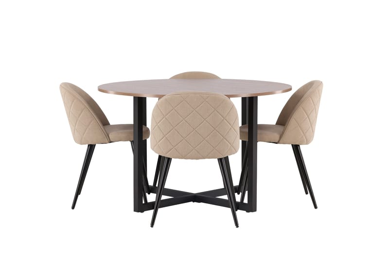 Ruokaryhmä Durango 120 cm Pyöreä 4 Velvet tuolilla - Pähkinä - Huonekalut - Pöytä & ruokailuryhmä - Ruokailuryhmä