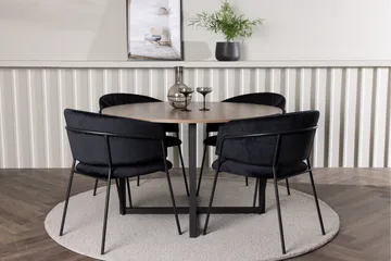 Ruokaryhmä Durango 120 cm Pyöreä 4 Selma tuolilla - Pähkinä - Huonekalut - Pöytä & ruokailuryhmä - Ruokailuryhmä