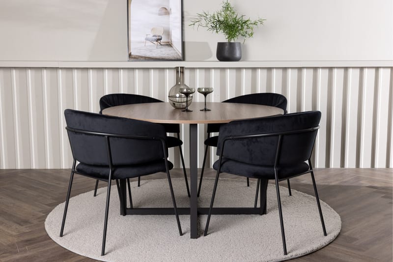 Ruokaryhmä Durango 120 cm Pyöreä 4 Selma tuolilla - Pähkinä - Huonekalut - Pöytä & ruokailuryhmä - Ruokailuryhmä