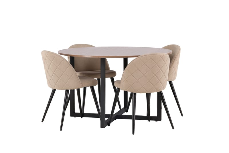 Ruokaryhmä Durango 120 cm Pyöreä 4 Velvet tuolilla - Pähkinä - Huonekalut - Pöytä & ruokailuryhmä - Ruokailuryhmä