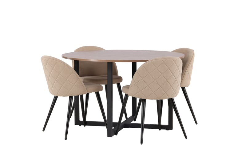 Ruokaryhmä Durango 120 cm Pyöreä 4 Velvet tuolilla - Pähkinä - Huonekalut - Pöytä & ruokailuryhmä - Ruokailuryhmä