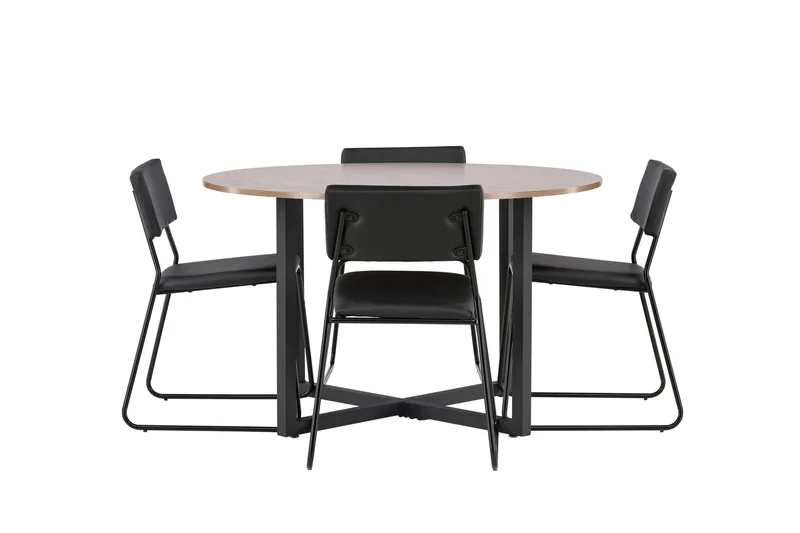 Ruokaryhmä Durango 120 cm Pyöreä 4 Kenth tuolilla - Pähkinä - Huonekalut - Pöytä & ruokailuryhmä - Ruokailuryhmä