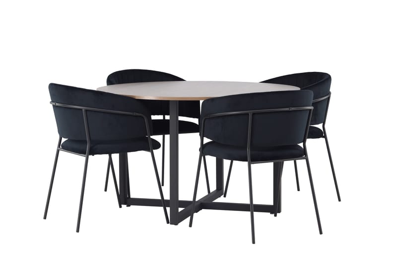 Ruokaryhmä Durango 120 cm Pyöreä 4 Selma tuolilla - Pähkinä - Huonekalut - Pöytä & ruokailuryhmä - Ruokailuryhmä