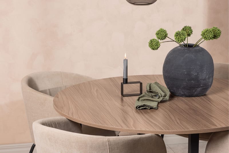 Ruokaryhmä Durango 120 cm Pyöreä 4 Berit tuolilla - Pähkinä - Huonekalut - Pöytä & ruokailuryhmä - Ruokailuryhmä