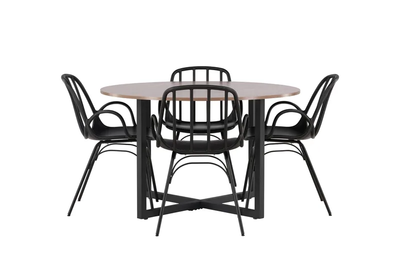 Ruokaryhmä Durango 120 cm Pyöreä 4 Dyrön tuolilla - Pähkinä - Huonekalut - Pöytä & ruokailuryhmä - Ruokailuryhmä