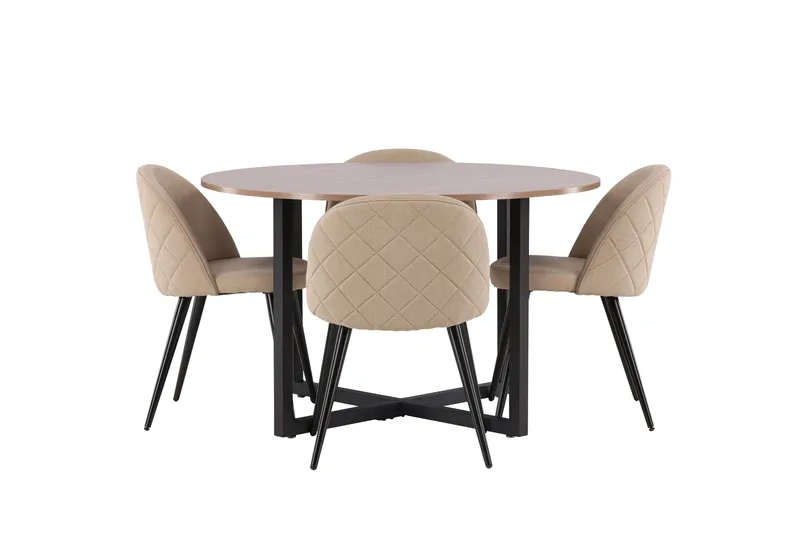 Ruokaryhmä Durango 120 cm Pyöreä 4 Velvet tuolilla, Pähkinä