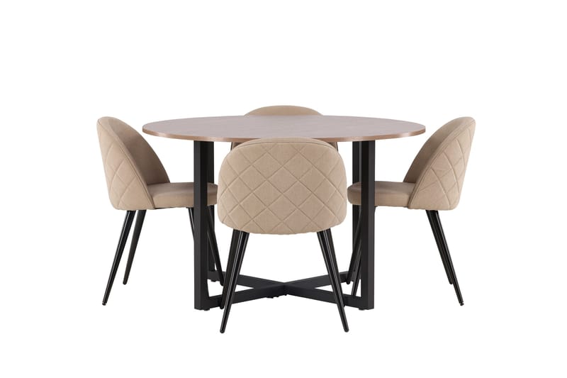 Ruokaryhmä Durango 120 cm Pyöreä 4 Velvet tuolilla - Pähkinä - Huonekalut - Pöytä & ruokailuryhmä - Ruokailuryhmä