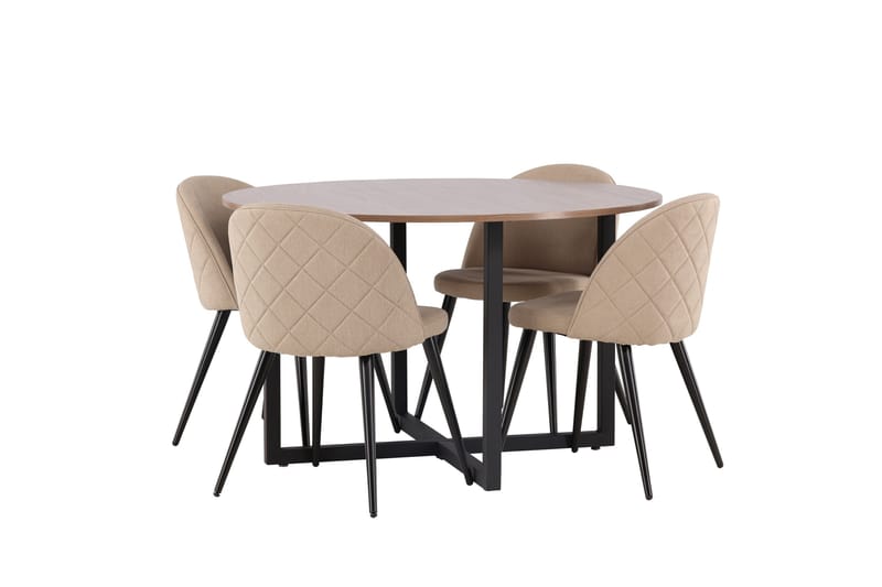 Ruokaryhmä Durango 120 cm Pyöreä 4 Velvet tuolilla - Pähkinä - Huonekalut - Pöytä & ruokailuryhmä - Ruokailuryhmä