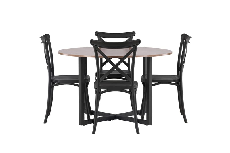 Ruokaryhmä Durango 120 cm Pyöreä 4 Crosett tuolilla - Pähkinä - Huonekalut - Pöytä & ruokailuryhmä - Ruokailuryhmä
