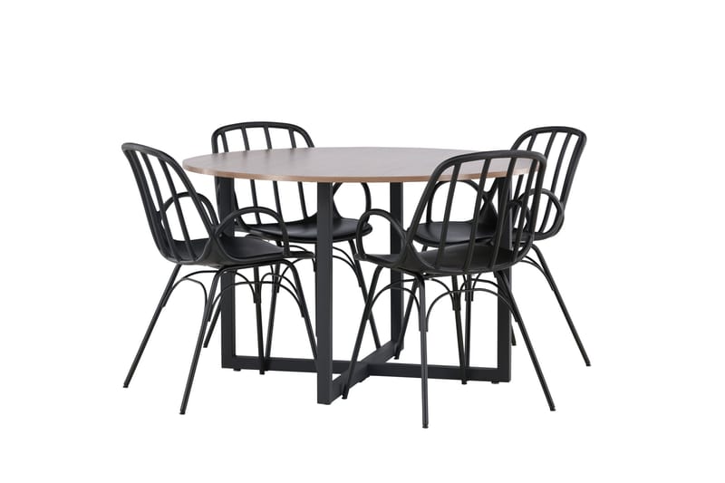 Ruokaryhmä Durango 120 cm Pyöreä 4 Dyrön tuolilla - Pähkinä - Huonekalut - P öytä & ruokailuryhmä - Ruokailuryhmä