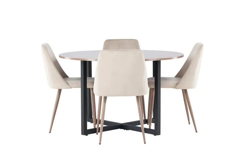 Ruokaryhmä Durango 120 cm Pyöreä 4 Night tuolilla, Pähkinä