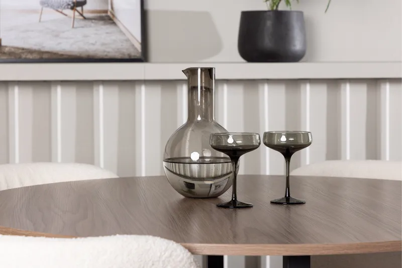 Ruokaryhmä Durango 120 cm Pyöreä 4 Edina-tuolilla - Pähkinä - Huonekalut - Pöytä & ruokailuryhmä - Ruokailuryhmä