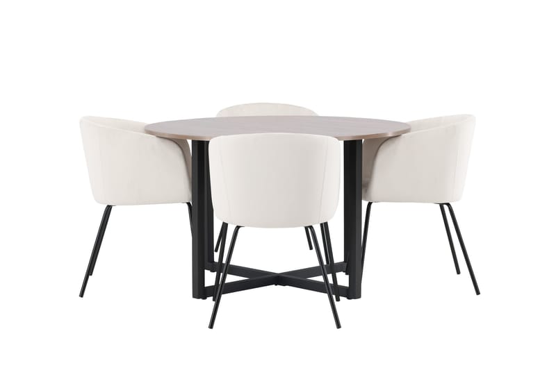 Ruokaryhmä Durango 120 cm Pyöreä 4 Berit tuolilla - Pähkinä - Huonekalut - Pöytä & ruokailuryhmä - Ruokailuryhmä