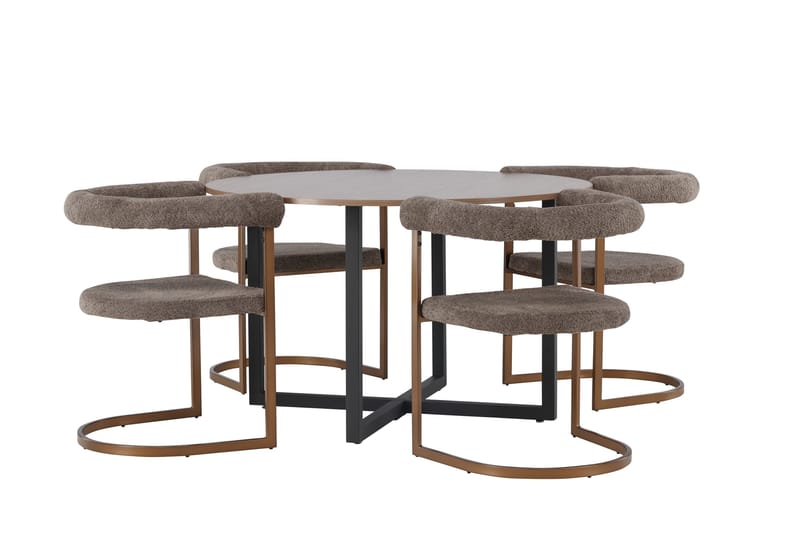 Ruokaryhmä Durango 120 cm Pyöreä 4 Morning tuolilla - Pähkinä - Huonekalut - Pöytä & ruokailuryhmä - Ruokailuryhmä