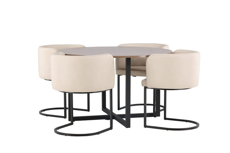 Ruokaryhmä Durango 120 cm Pyöreä 4 Simrishamn tuolilla - Pähkinä - Huonekalut - Pöytä & ruokailuryhmä - Ruokailuryhmä