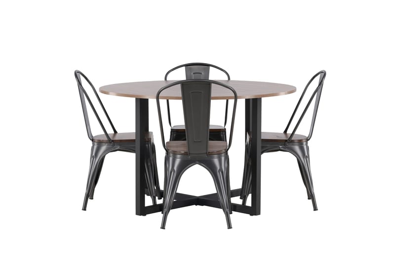 Ruokaryhmä Durango 120 cm Pyöreä 4 Tempe tuolilla - Pähkinä - Huonekalut - Pöytä & ruokailuryhmä - Ruokailuryhmä