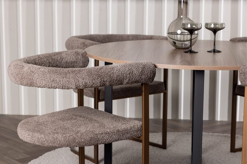 Ruokaryhmä Durango 120 cm Pyöreä 4 Morning tuolilla - Pähkinä - Huonekalut - Pöytä & ruokailuryhmä - Ruokailuryhmä