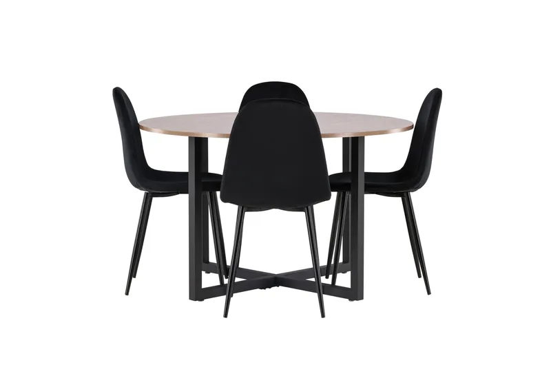 Ruokaryhmä Durango 120 cm Pyöreä 4 Polar tuolilla - Pähkinä - Huonekalut - Pöytä & ruokailuryhmä - Ruokailuryhmä